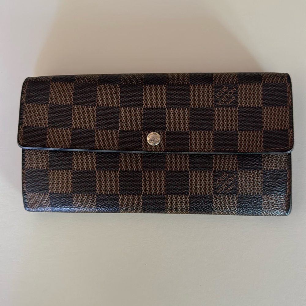 Louis Vuitton Damier Ebene Long Flap Wallet | Snap Closure | Authentic - Picture 15 of 16